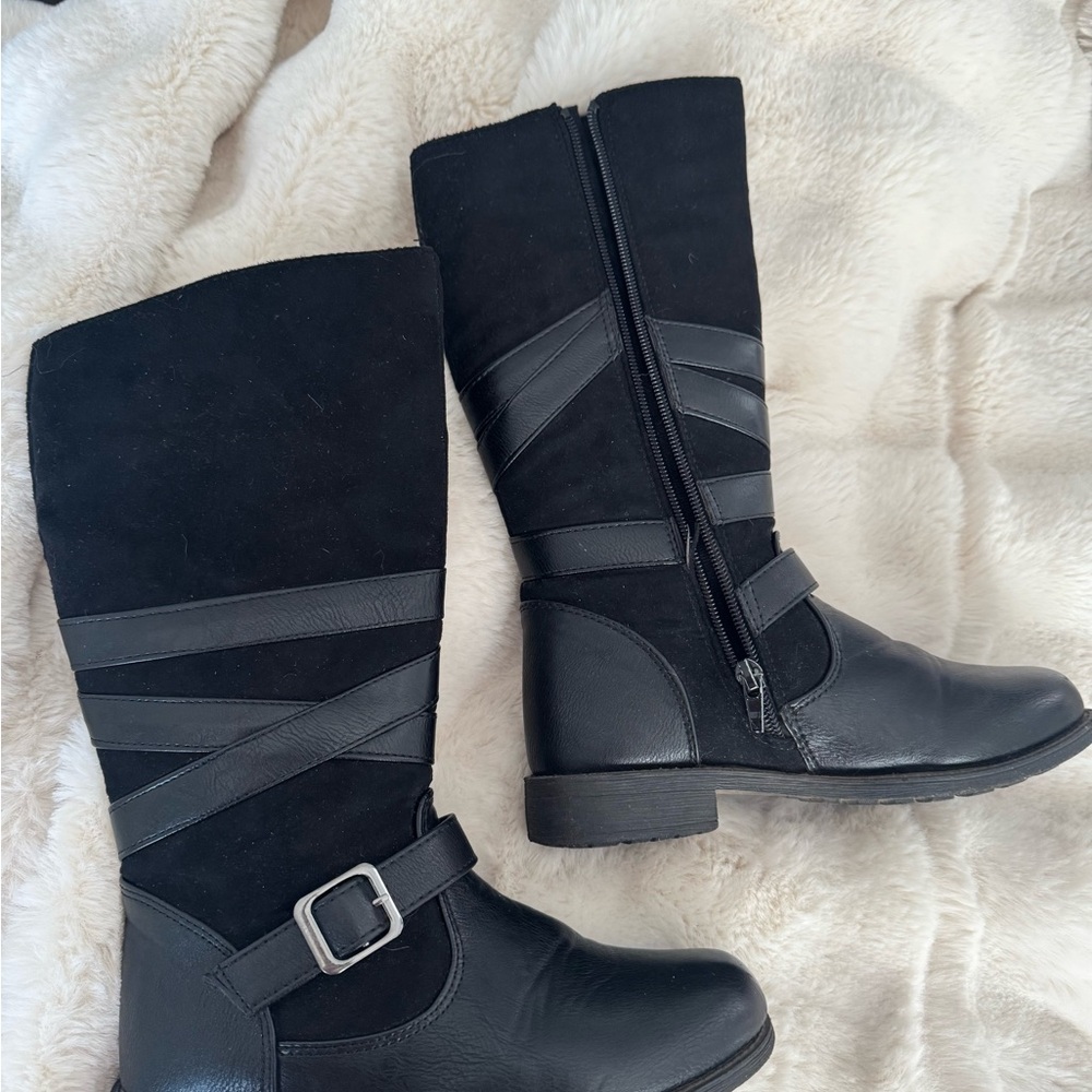 Girls Black Leather Boots